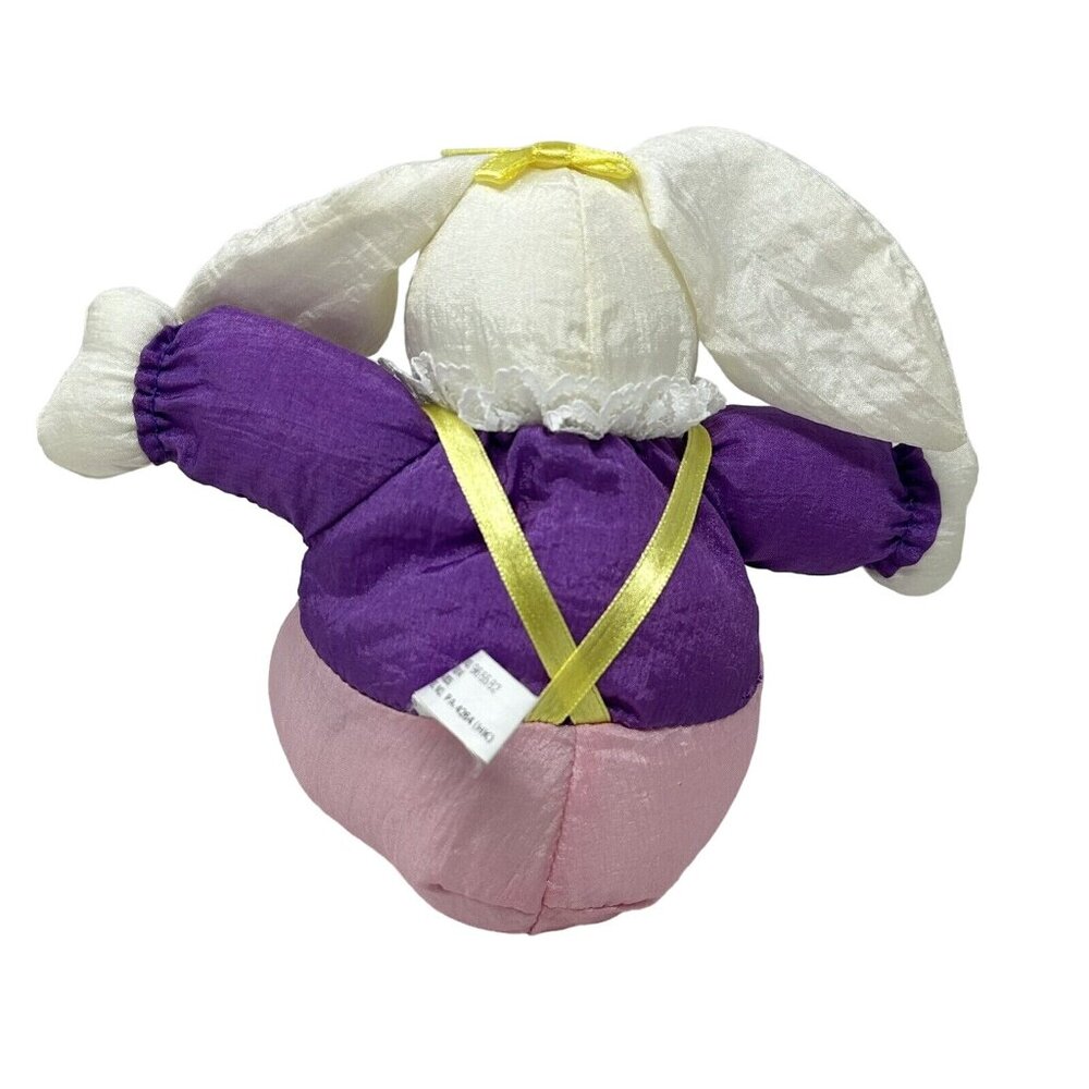 Wang's International Nylon Bunny Rabbit Plush Pink Overalls Purple Shirt 5 Inch - Picture 3 of 14